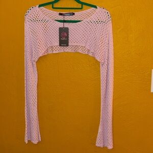 bloggerlove Pastel Light Pink Mesh Crop Top Medium NWT